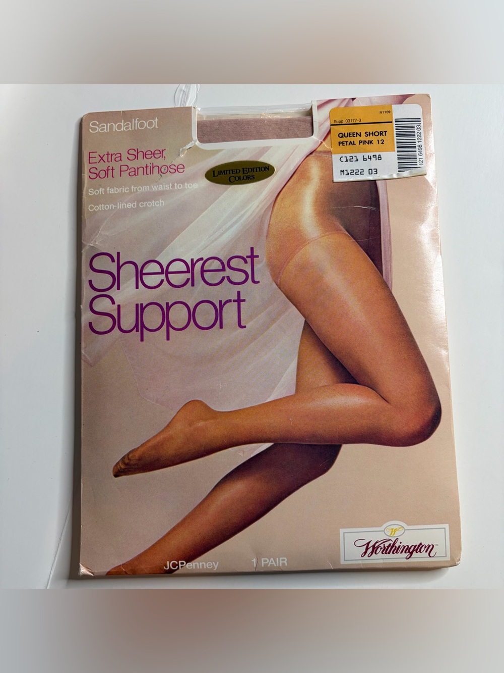 Worthington 80s Vintage Sheer Petal Pink Pantyhose Sz Queen Short